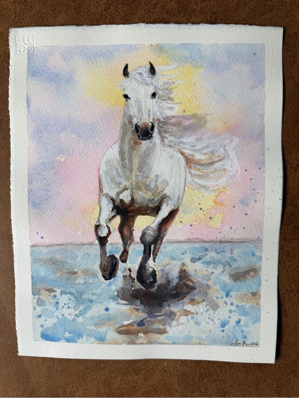 “Coming to You” Original Watercolor Painting 8x10 Equestrian Art